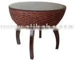 Table Water Hyacinth Table With Glass on Top