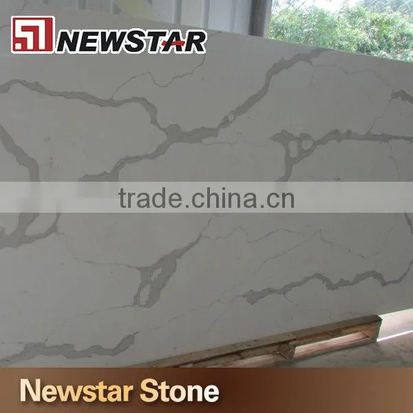 Newstar Snow White Marble Color White Quartz Countertop With Grey Veins photo-5