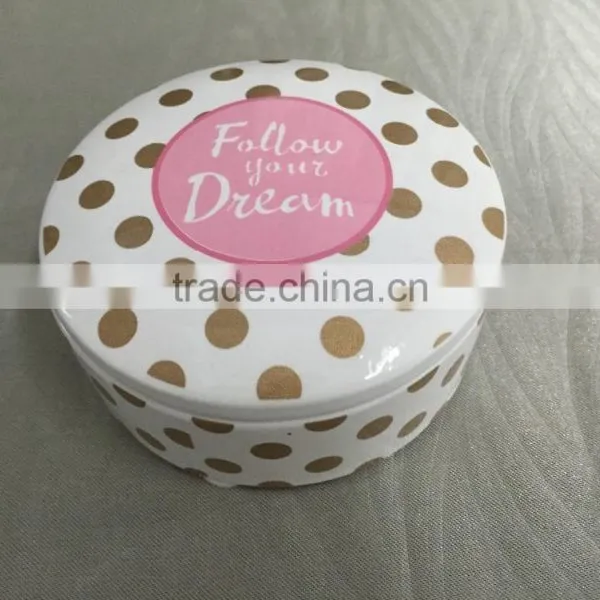 Customer Handpainted White Ceramic Jewelry Gift Box Round photo-3
