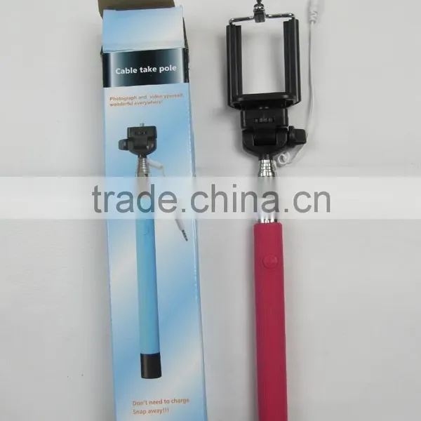 Extendable Selfie Handheld Stick Monopod With Adjustablee Holder and With Cable Remote Shutter for Iphone and Android Phones