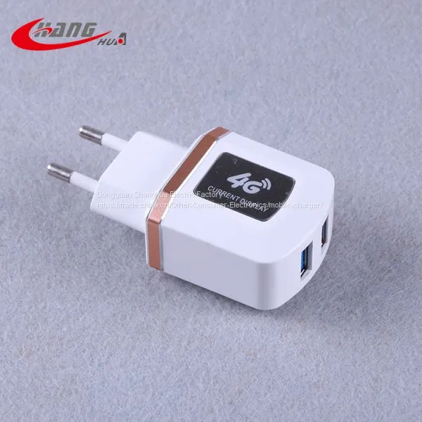 New Model Changhua 2 USB Cell Phone Charger With OEM Logo Metal Plate