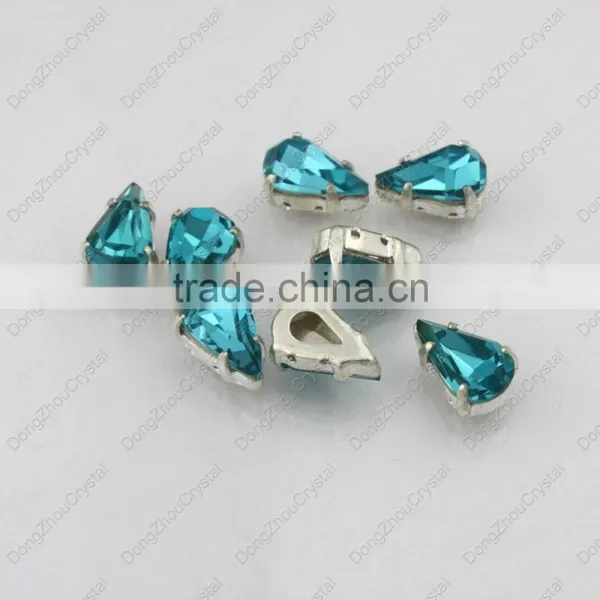 DZ-3018 Point Back Aquamarine Drop Crystal Stone for Dresses photo-3