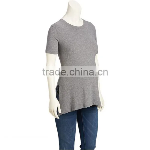 100%cotton Comfortable Big Tall Wholesale Round Neck Maternity Two Tone T-shirt photo-2