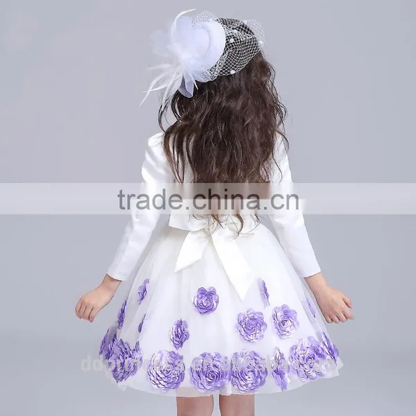 2017 Latest Dress Designs Photos Red Purple Flowers Embroidered Dress photo-5
