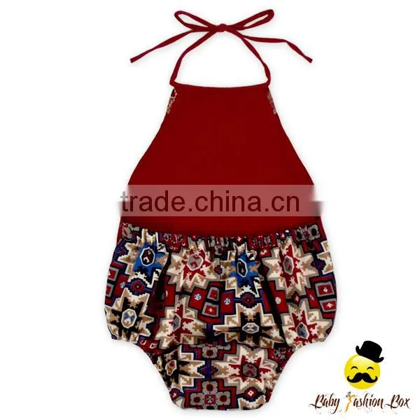 Hot Sale Kids Red Halter Blank Grows Climbing Bodysuit Infant Newborn Baby Girl Vintage Romper photo-2