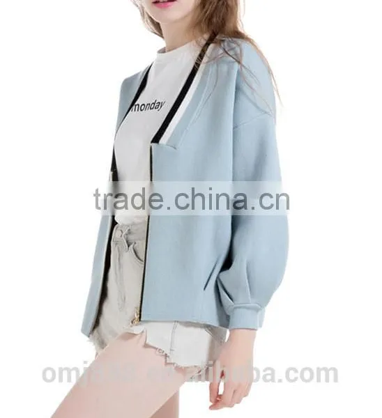 Wholesale Custom Lady Zip up Bomber Jacket photo-2
