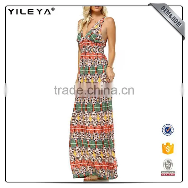 Pattern Printed Latest Fashion Maxi Dresses for Ladies,summer Hippie Clothing Cotton Boho Maxi Dress photo-2