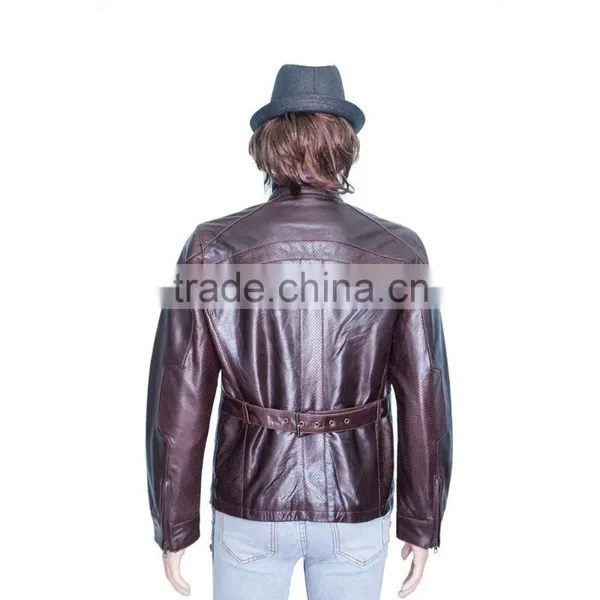 HIGH QUALITY SLIMFIT MEN BROWN RETRO LEATHER JACKET photo-2