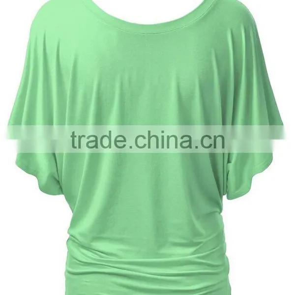 Women Shirt Summer Short Batwing Sleeve Solid Female Tops S6310012