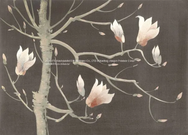 Embroidery Hand Painted Silk Wallpaper photo-4
