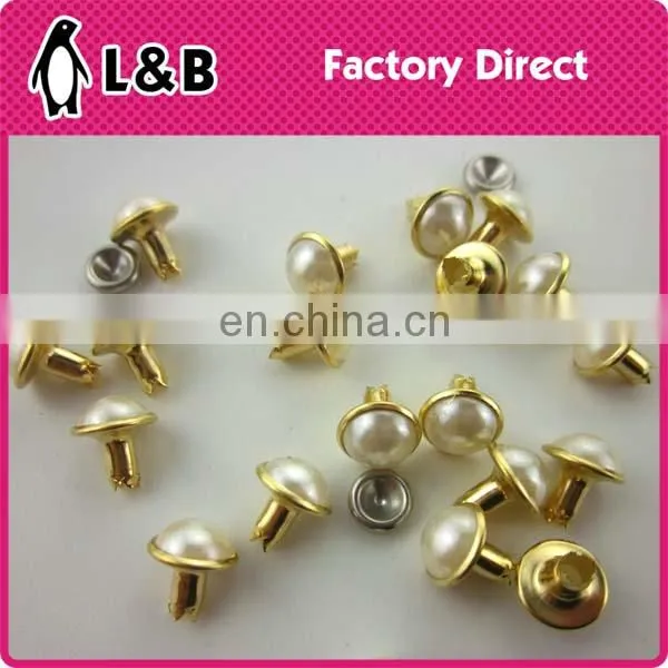 Fashion Garment Accessory 8mm Metal Jeans Rivet With Pearl Beads for Lady Clothing photo-2