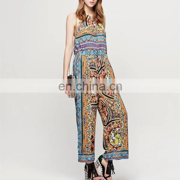 China Wholesale Market Blouses 2016 New Designs Bohemian Clothing Custom Printing One Piece Jumpsuit photo-2