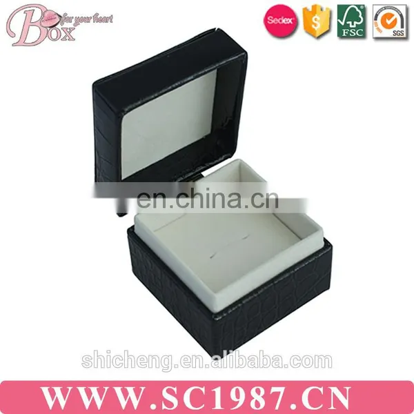 Custom Leather Jewelry Ring Box With Velvet Insert photo-4
