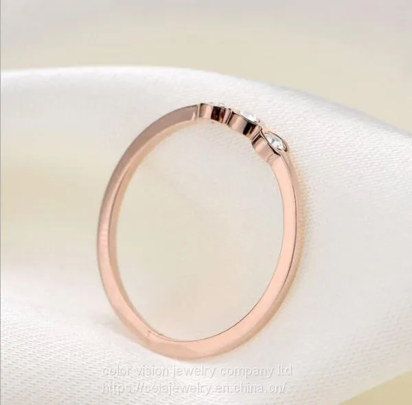 Women Fashion Stainless Steel Jewelry Ring Diamond Rings photo-3