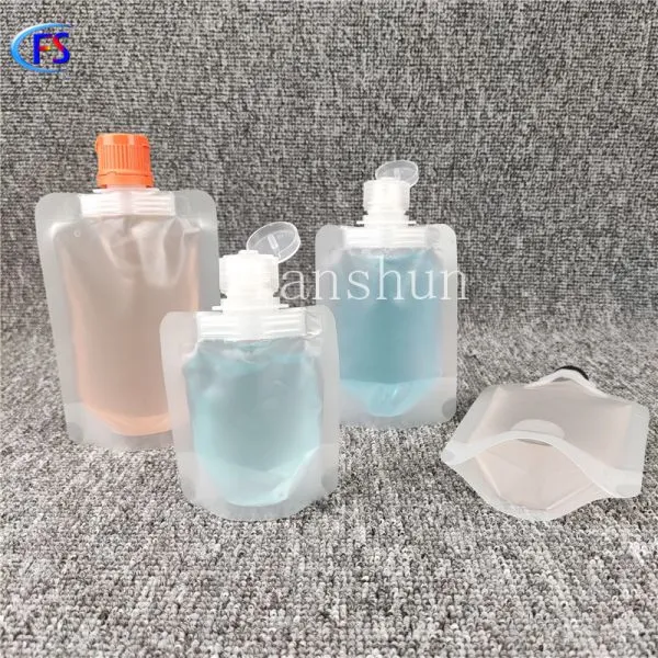 A Blank Standing Bag With a Flap for Hand Gel Clear Plastic Nozzle Bag for Sunscreen photo-5