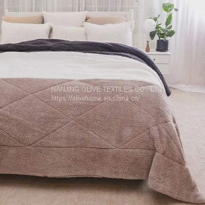 Quilted Patchwork Sherpa Comforter With Micro Mink Back