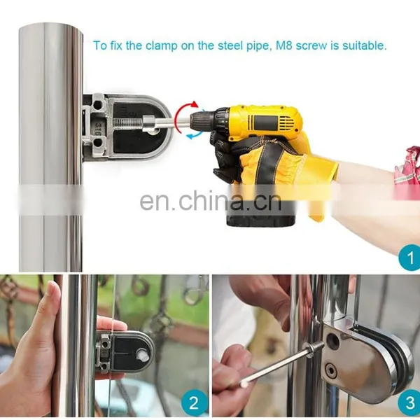 Handrail Post Balustrade Pillar Stair Railing Stainless Steel D Shape Glass Clamp Fittings photo-7