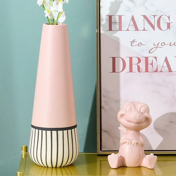 Creative New Design Cute Lovely Pink Cartoon Animal Ceramic Ornaments Vase Plant Pot photo-3