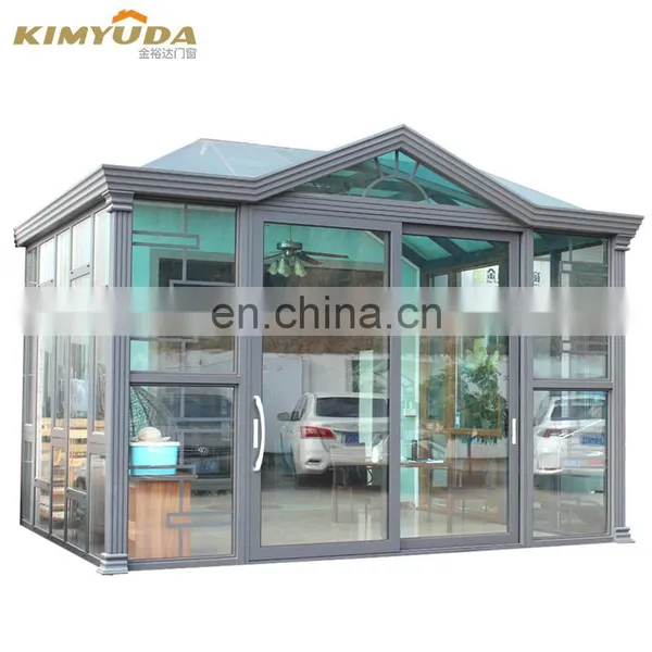JYD Modern American Style Aluminum Glass Flat Roof Inclined Sun Room Glass House For Villa photo-5