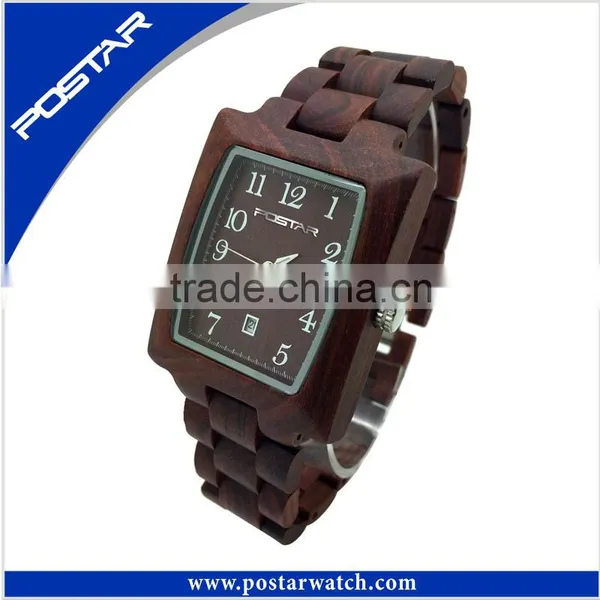 Stylish Waterproof Wooden Watches Fashion Design With Red Wood