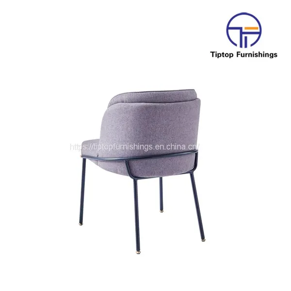 Tiptop Modern Nordic White Wool Blend Boucle Fabric Black Metal Leg Cafe Lambswool Esszimmerstuhl Samt Dining Chair photo-4
