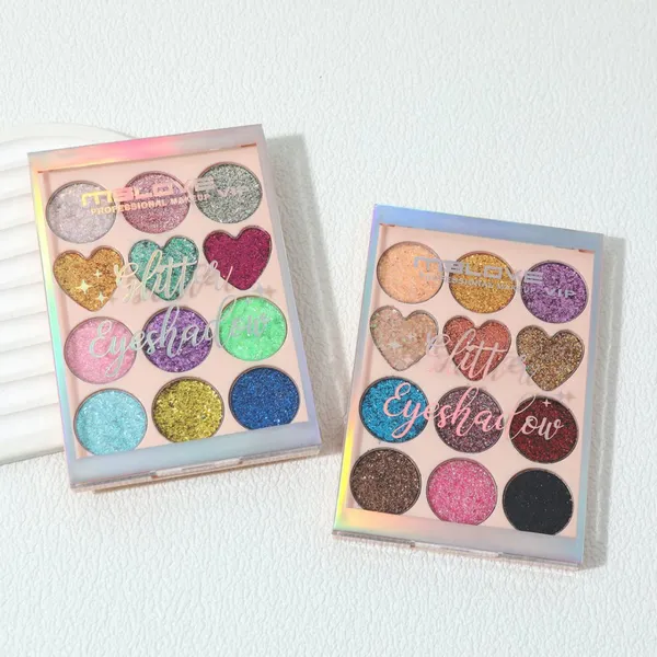 Hot Sale 12 Color Glitter Eyeshadow Custom High Pigmented Chunky Glitter Eyeshadow La Sombra De Ojos photo-2