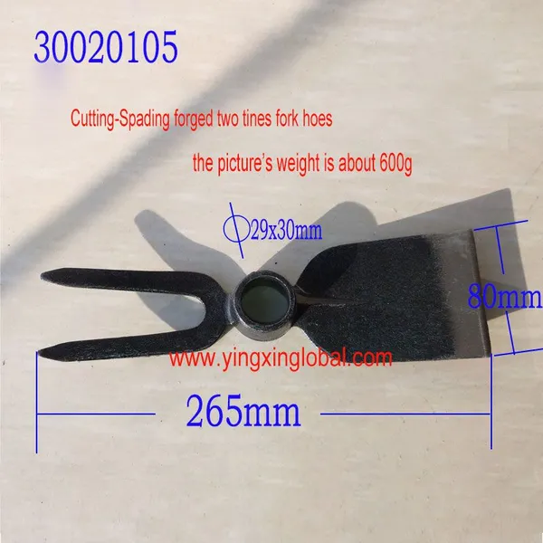 30020105 round hole eye two tines cutting-spade type Forged digging fork-hoe garden hoe