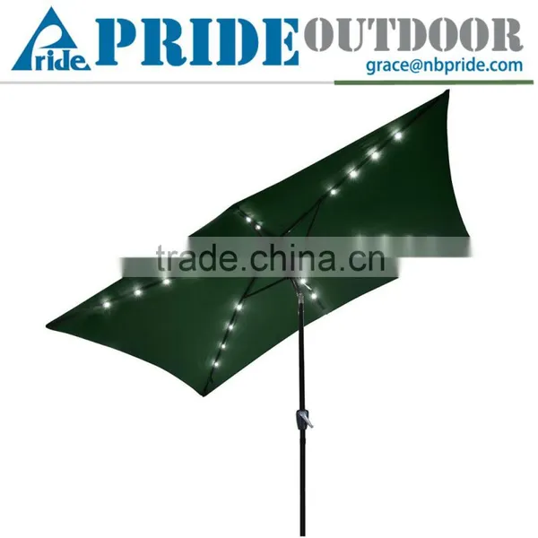 Outdoor Patio Beach Aluminium Sun Shade Solar Powered Handle Led Light Umbrella Clear Led Umbrella