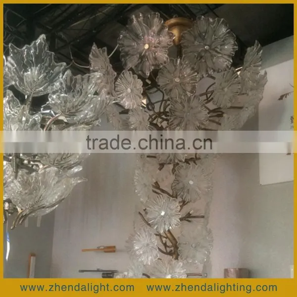 Large Villa Hotel Lobby Decorative Tree Shape Glass LED Light Pendant Chandelier photo-3
