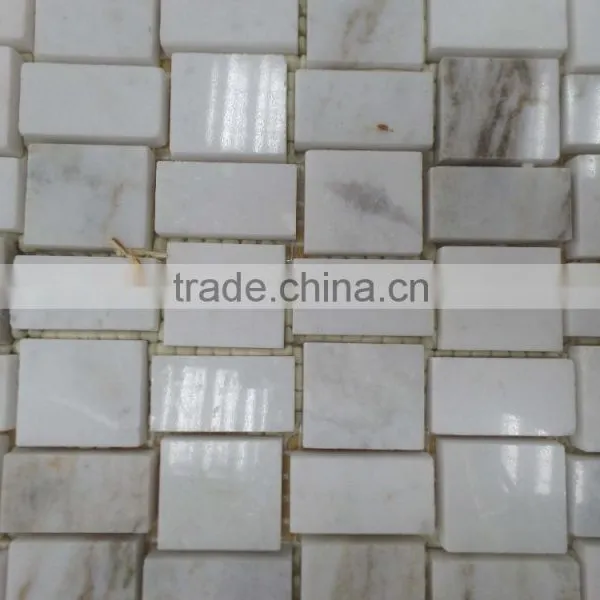 Brick Design Marble Mosaic Tiles (Pure White Marble) photo-2