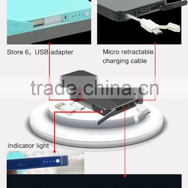 Retractable Cable Wireless Mini Power Bank With CE FCC ROHS photo-6