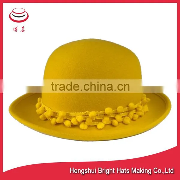 Flat Top Wool Felt Bowler Hat photo-3