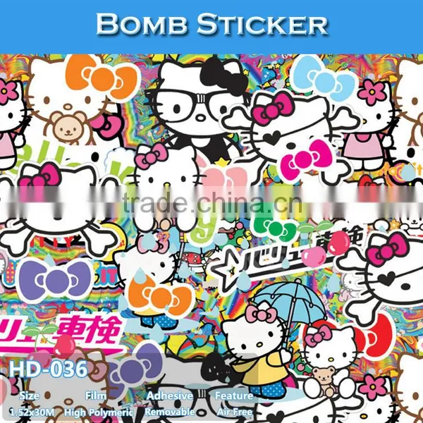 HD-033 CARLIKE Air Free Fashionable Car Wrapping Snoopy Printing Bomb Sticker Film photo-4