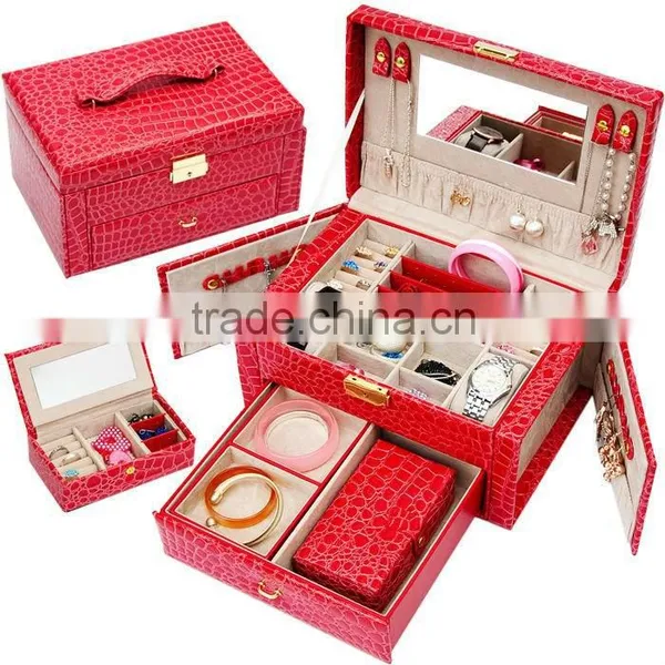 Leather Jewellery Box,safe Jewellery Box With Lock and Drawer,fancy Jewellery Gift Box photo-2