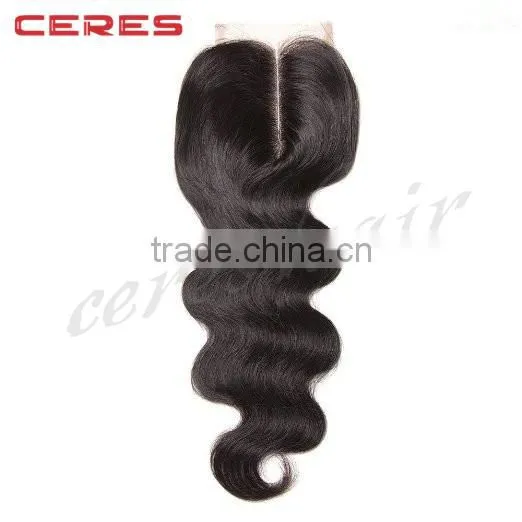 Human Hair Weave Lace Closure Peruvian Silk Body Wave Closure Middle Part Closure photo-2