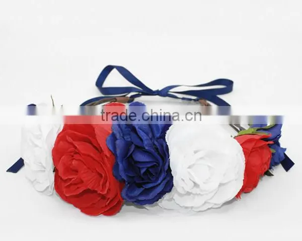 Fabric Rose Flower Bando Lace-up Flower Headband photo-3