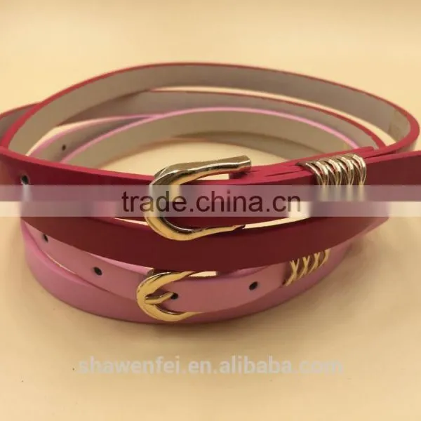 2016 Fashion Design Ladies Metal Loop Skinny Belt