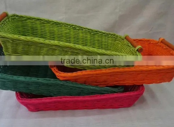 Colorful Wicker Rattan Bread Basket