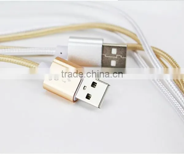 V8 Aluminum Micro Mini Nylon Braided Cable Data Line Gold Silver Nylon Usb Cable photo-6