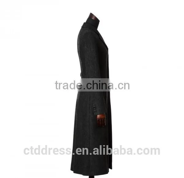 2015 New Style 100% Cashmere Black Coat 2015 Women Fashion Clothing photo-3