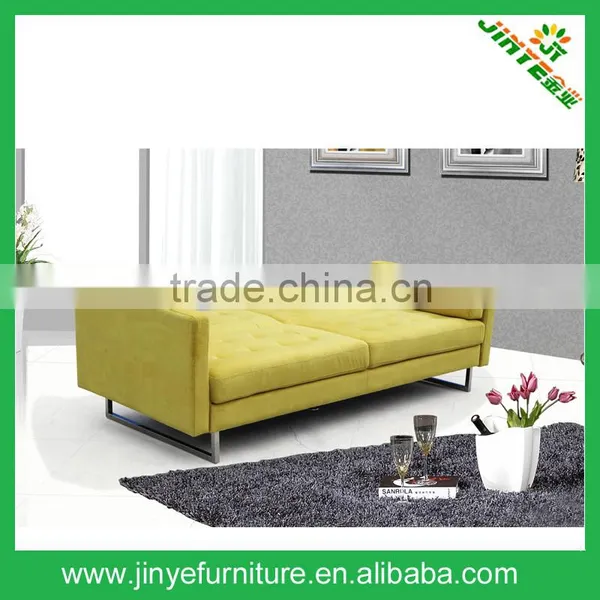 Modern Convertible Simplistic Linen Futon Bed, Yellow photo-3
