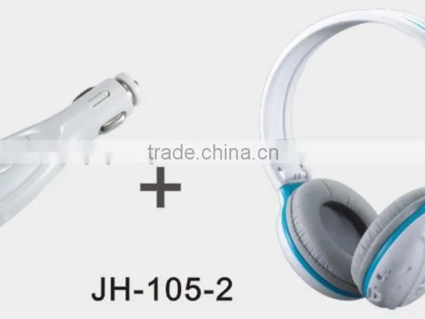 New Hot Selling In-car Wireless Audio System Headphones With FM Transmitter Charger and Mount for Ipad/iphone JH-105-2
