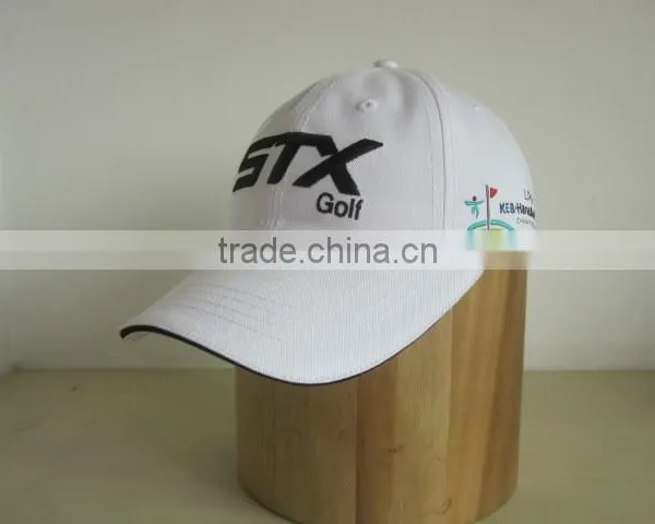 White Cotton Golf Caps Flat Embroidery Golf Cap Wholesale photo-4