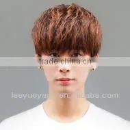 Heat Resistant Vogue Short Brown Curly Men Wig