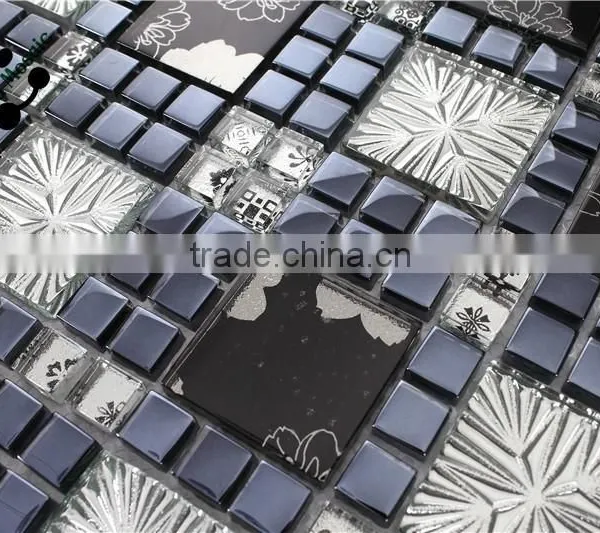 SMP26 Small and Big Square Mosaic Crystal Glass Mosaic Tiles Interior Wall Decoration Mosaic photo-3