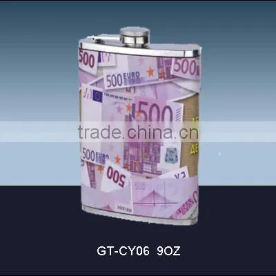 9OZ Color Printing Stainless Steel Hip Flasks