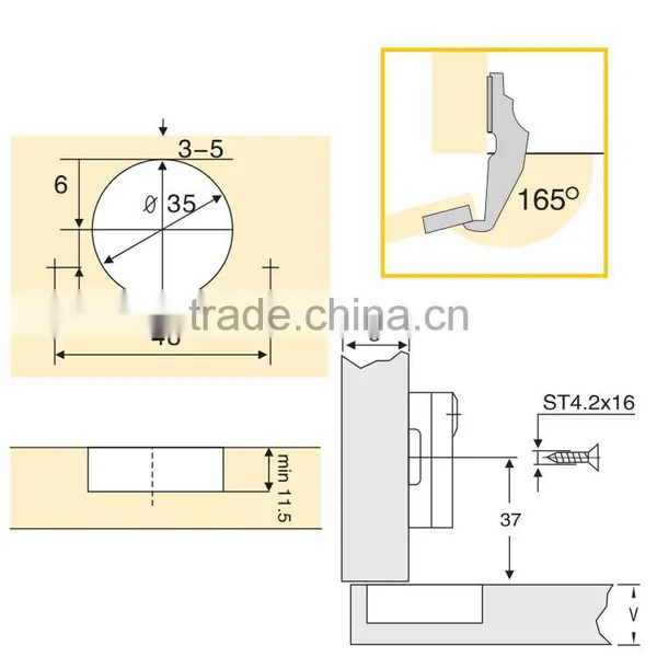 165 Degree Cabinet Hinge Type Furniture Cabinet Hinge photo-2