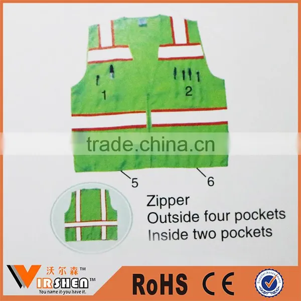 Reflective Safety Clothing Airport Walking Safety Vest With Pockets