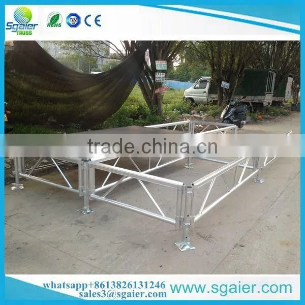 Low Cost Black Platform 4ft by 8ft Aluminum Portable Stage With Guardrail photo-4