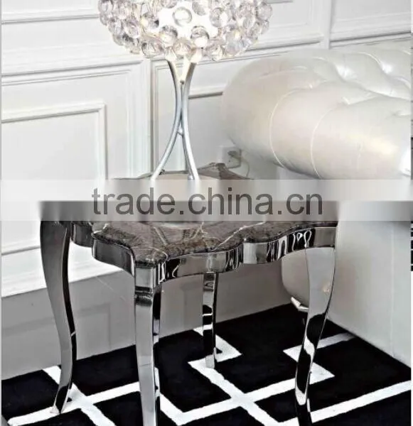 Modern French Style Small Marble Top Stainless Steel Console Table